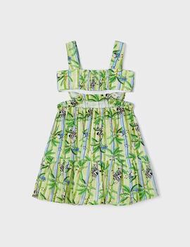 Vestido Mayoral Estampado Verde Para Niña