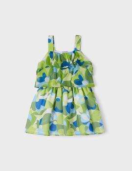 Vestido Mayoral  Gasa Volantes Verde Para Niña