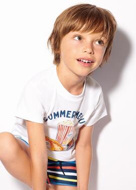 Camiseta Mayoral m/c Summer Snaks Blanca Para Niño