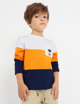 Camiseta Mayoral M/L Bloking Mango Para Niño