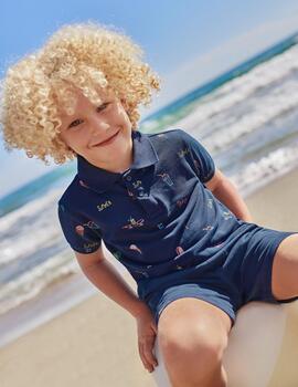 Polo Mayoral Estampado Verano Marino Para Niño