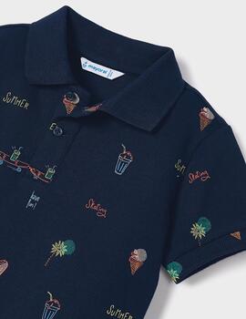 Polo Mayoral Estampado Verano Marino Para Niño