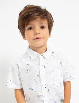 Camisa Mayoral M/C Estampada Barcos Para Chico