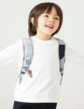 Camiseta Mayoral Mochila Azul -Crudo Niño