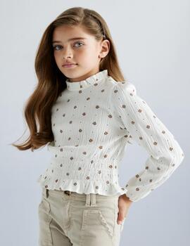 Camiseta Mayotal m/l Estampada Crudo Para Niña