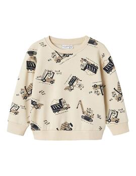 Sudadera Name it Tractor Beige Para Niño