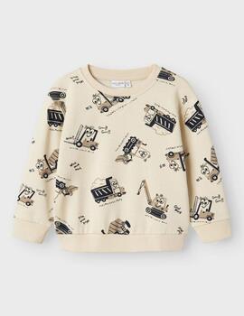 Sudadera Name it Tractor Beige Para Niño