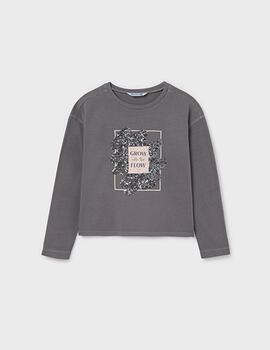 Camiseta Mayoral Lentejuela Gris Para Niña