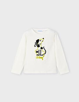 Camiseta Mayoral M/L Perrito Crd- Citron Para Niña