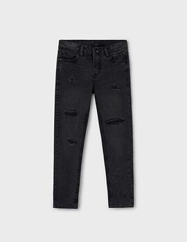 Pantalon Mayoral Denim Roto Gris Oscuro Para Niño